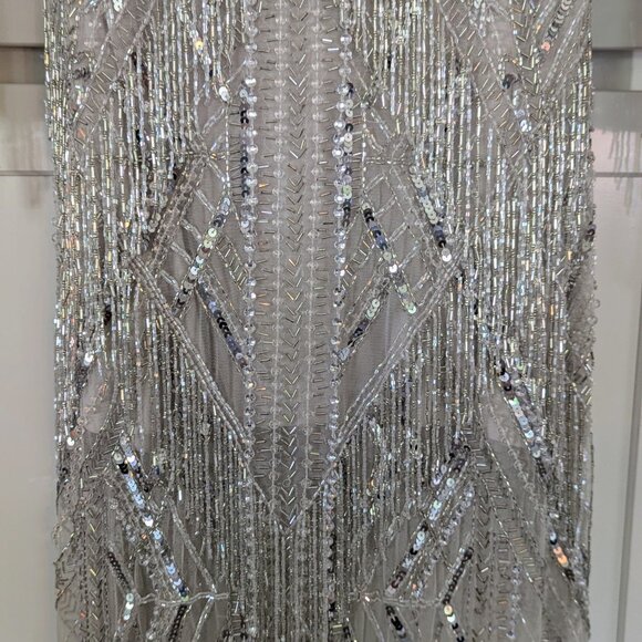 ASOS Edition Silver Sequin Open Back Gown NWT Size 12 Formal Dress - Picture 10 of 16